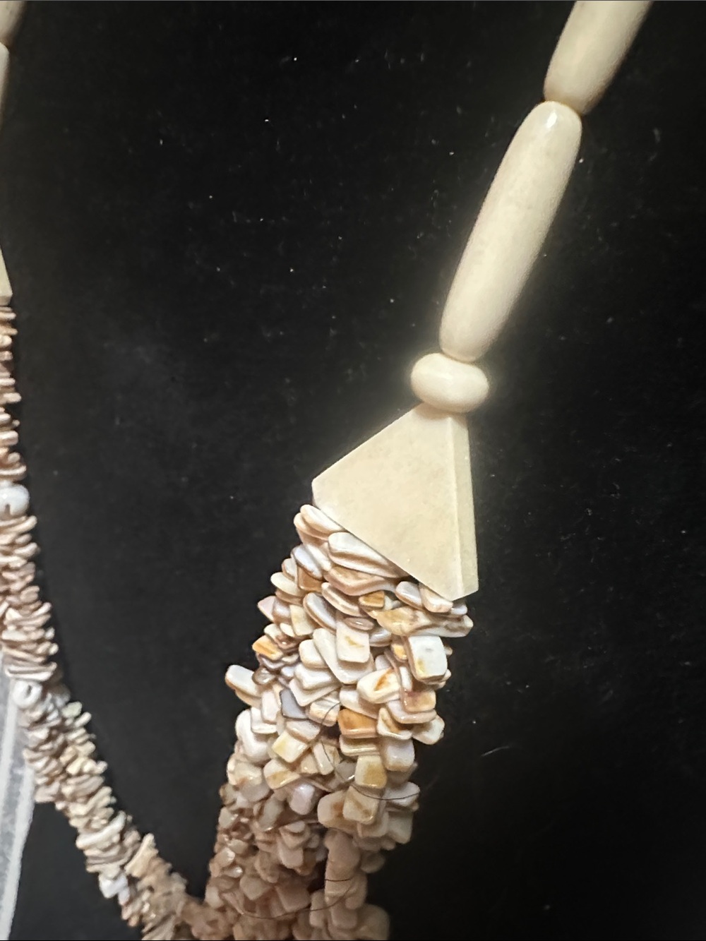 Handcrafted Cream Multi-Strand Shell Necklace - Picture 3 of 5